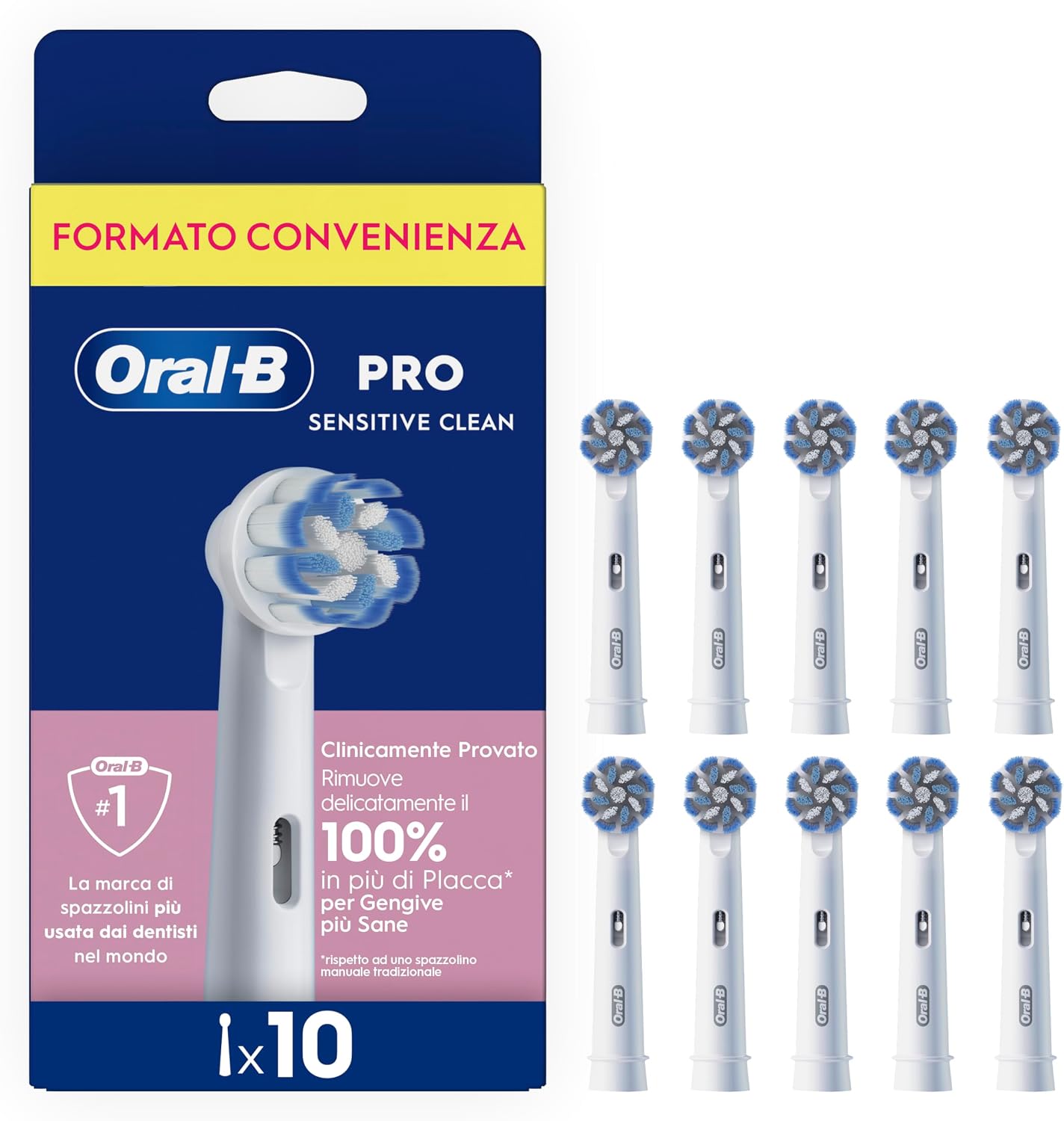 Detalle de Oral-B Testina di Ricambio PRO Sensitive Clean Bianca – Confezione da 10 testine