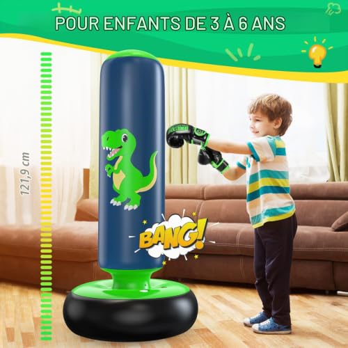 Detalle 2 de QPAU sac de boxe gonflable sur pied pour enfants, PVC 0,5 mm, 120 cm