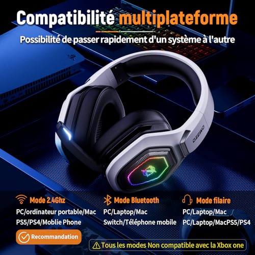 Thumbnail 4 de Ozeino Casque Gaming Sans Fil: liberté, confort et son immersif pour PC, PS5/PS4 et mobile