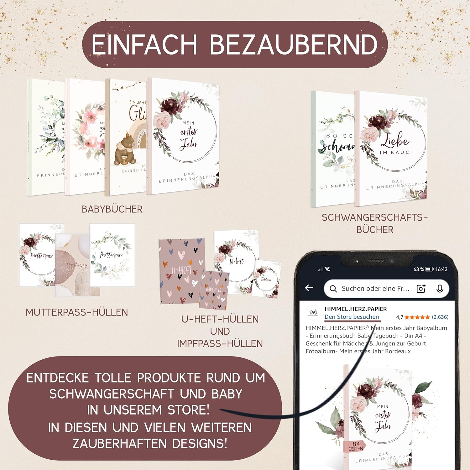 Thumbnail 4 de HIMMEL.HERZ.PAPIER Schwangerschaftstagebuch 84 Seiten 📘