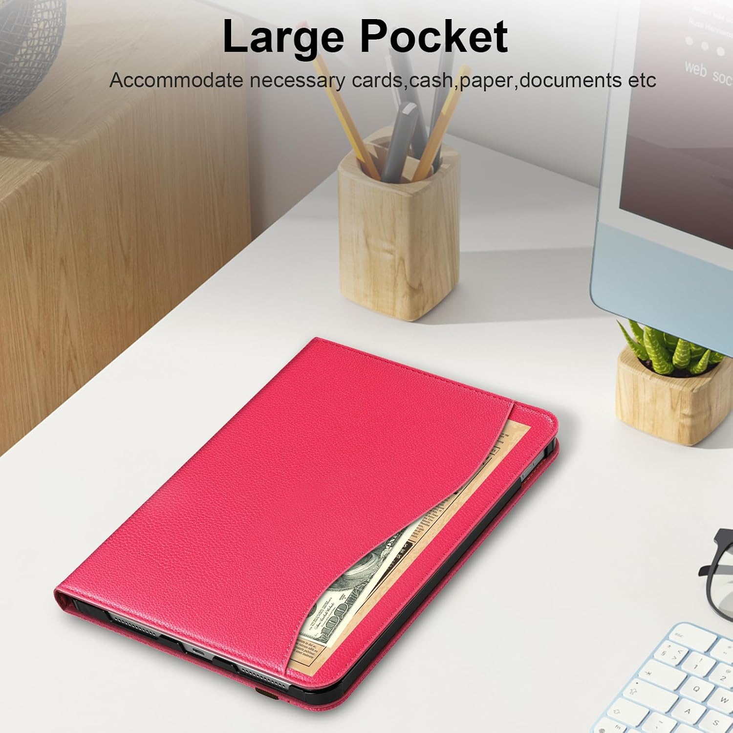 Detalle de HGWALP Protective Case for iPad (A16) 11th Gen 11-Inch (2025) & iPad 10th Gen 10.9-Inch (2022) – Hotpink