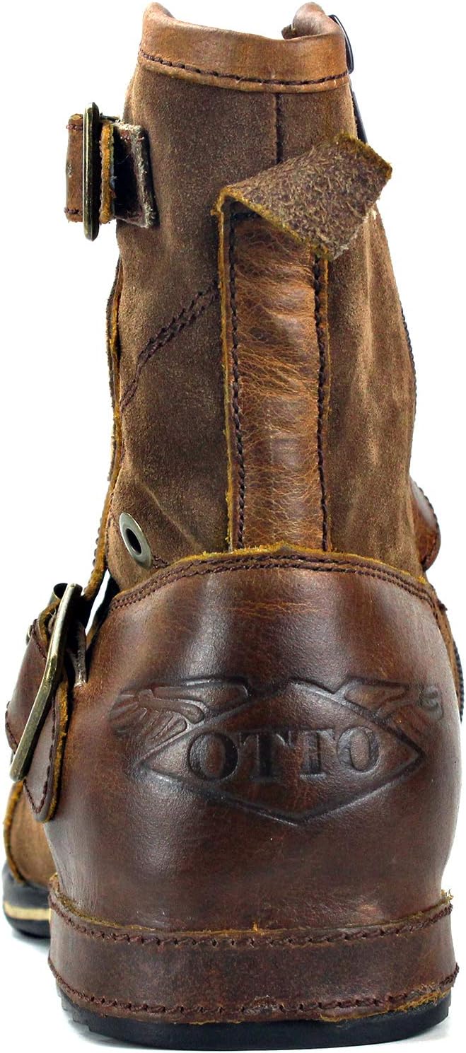 Thumbnail 4 de OSSTONE OS-5008-1-E Herrenstiefel aus Rindsleder mit Gummisohle und Reißverschluss (Biker Boots, Brown)