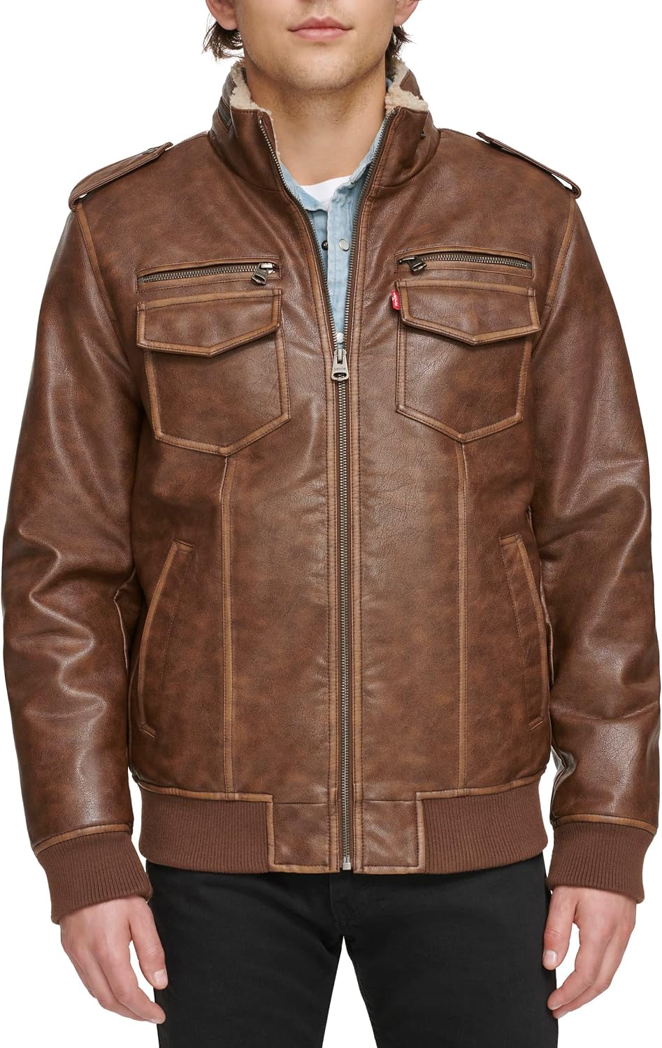 Detalle de Levi's Vintage Deer Faux Leather Aviator Jacket
