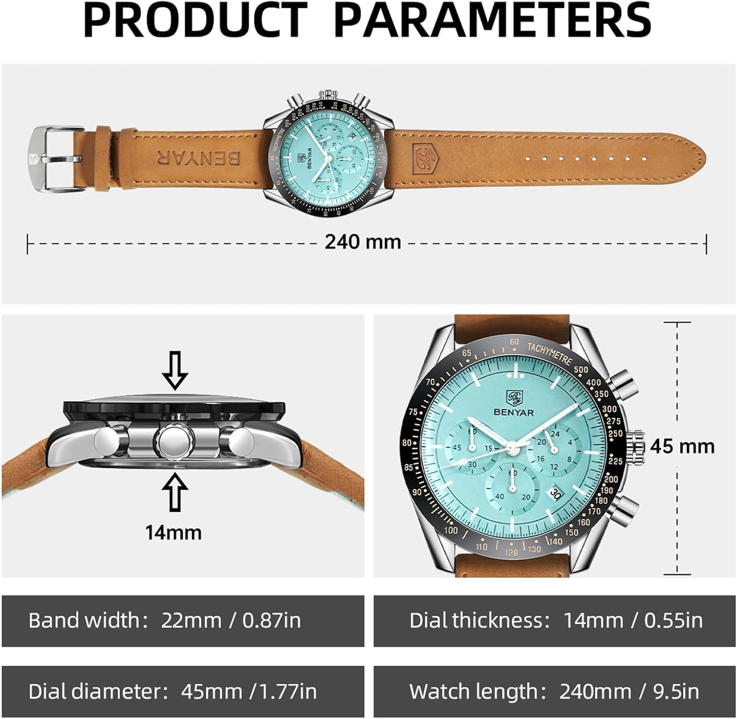 Thumbnail 6 de Benyar BY-5140 Chronograph Uhr 45 mm