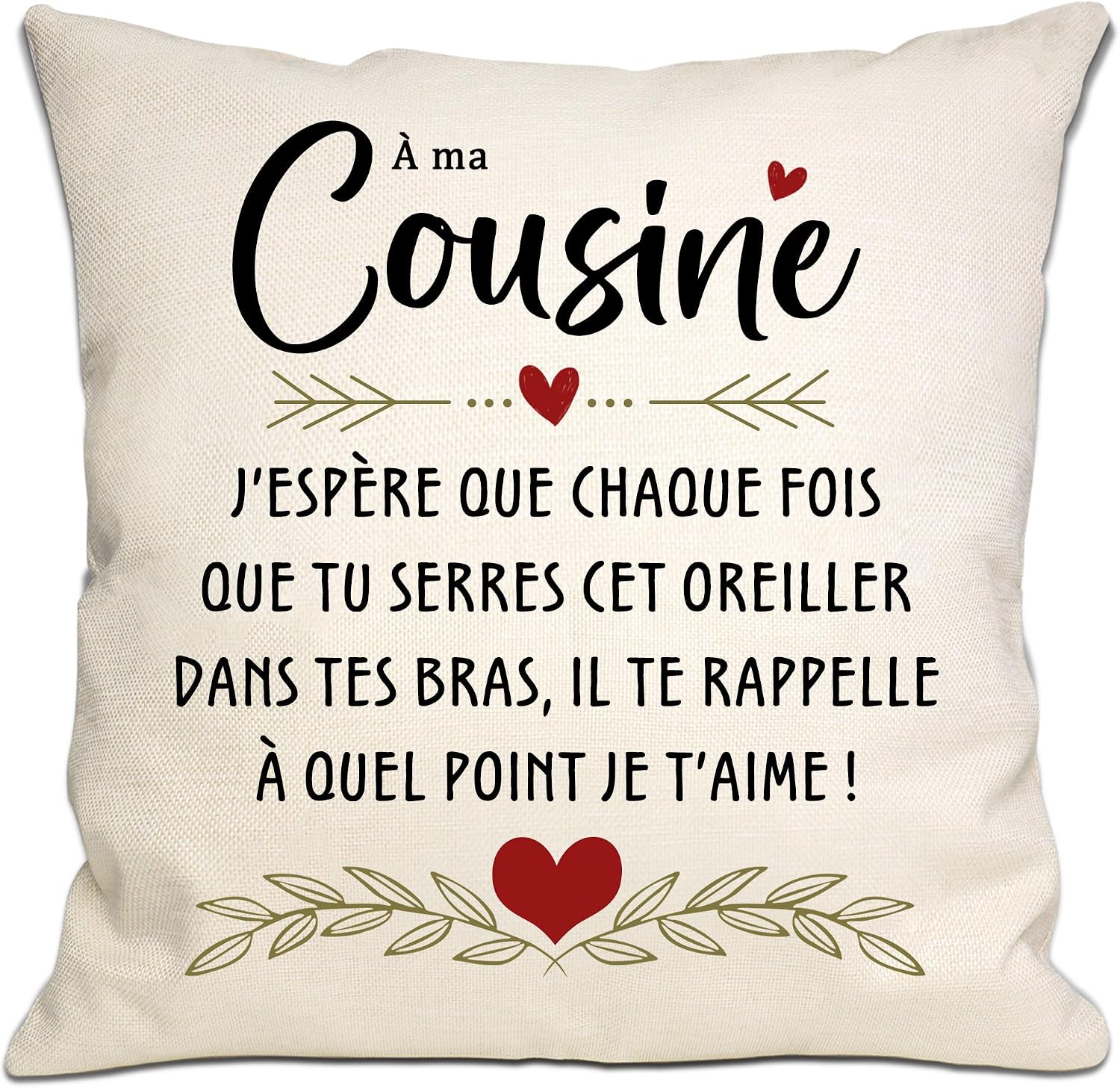 Detalle 2 de Housse de coussin « Je t'aime » 45x45 cm