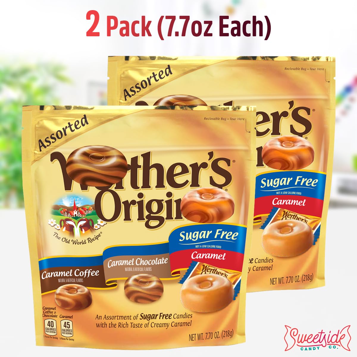 Detalle de Werther's Original Sugar-Free Hard Candy, Assorted Caramel Flavors, 2-Pack