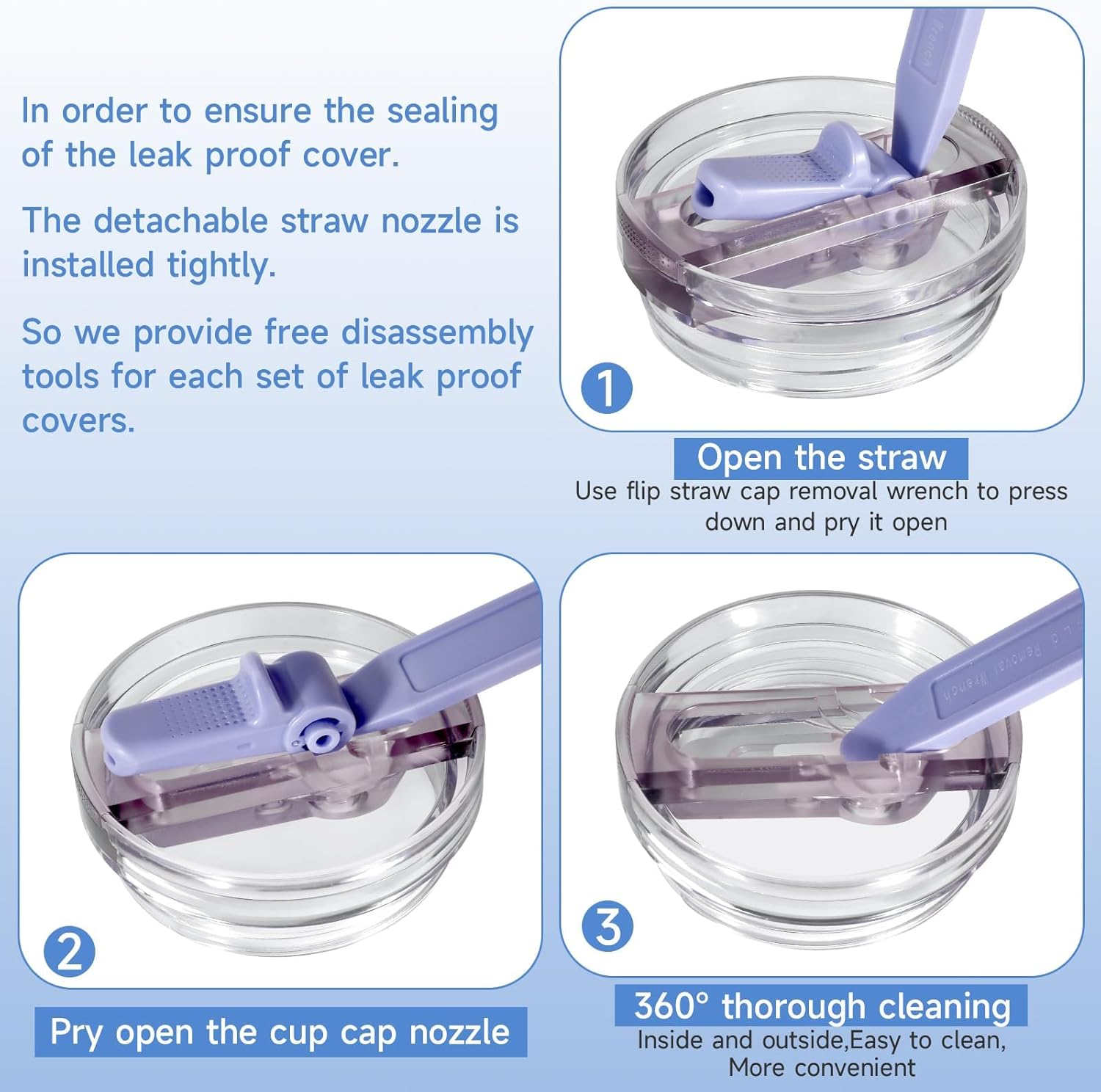 Thumbnail 3 de ROMANVIC Stanley Cup Deckel auslaufsicher – 2 abnehmbare Ersatzdeckel für 40 oz Becher inkl. Trinkhalme