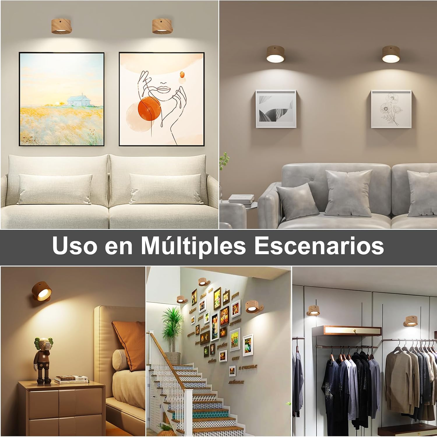 Thumbnail 5 de Feallive Lámpara de Pared 2 Pcs 360°