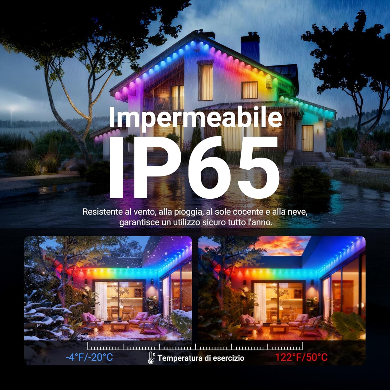 Thumbnail 5 de NEEWER Luci Esterne Permanenti 45m NR02 con AI, 90 LED, RGBW e controllo app (Alexa)
