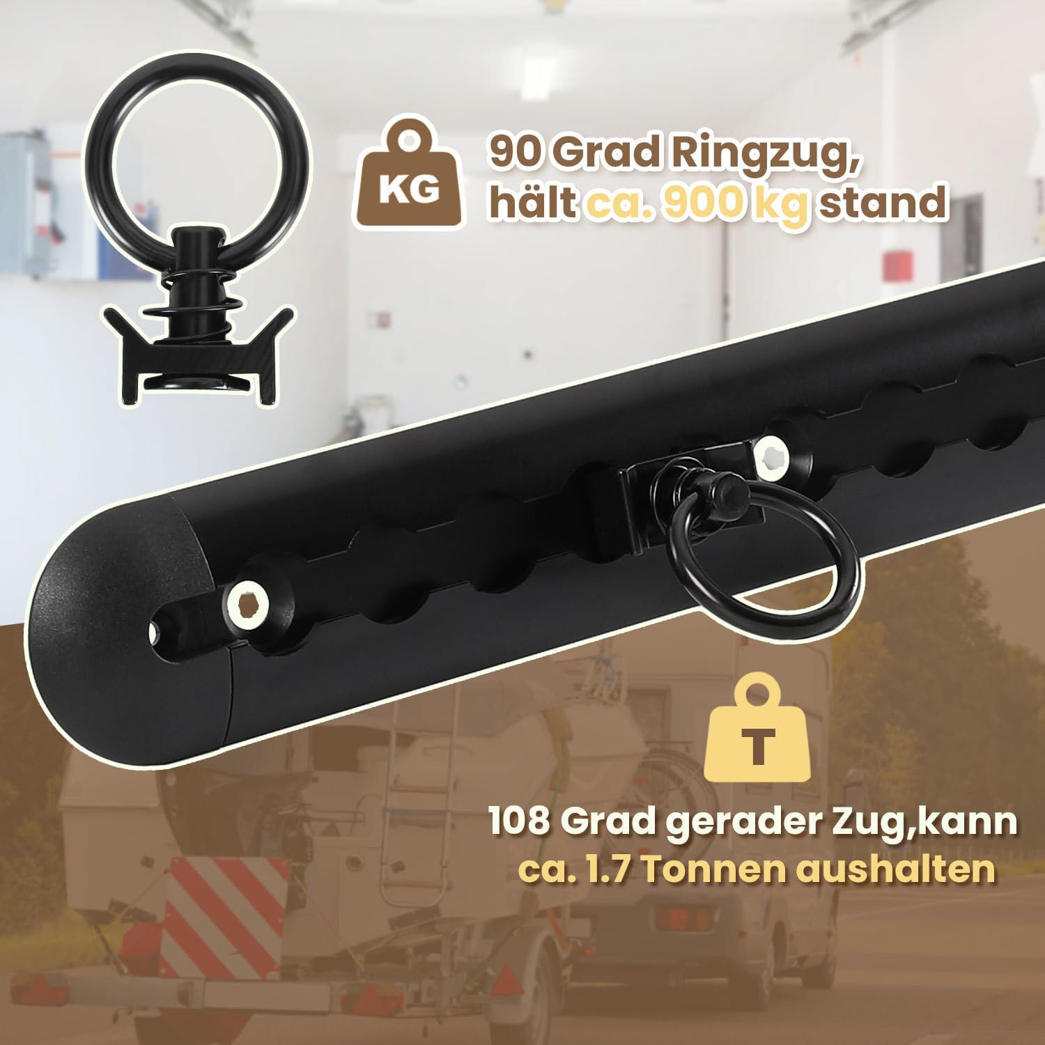 Thumbnail 5 de Jaxguom 4 x 1 m Aluminum Airlineschiene - Halbrunde Zurrschiene mit 10 Zurrösen, 8 Endkappen, eloxiert