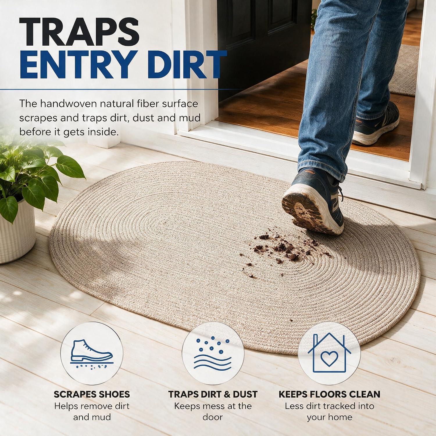 Detalle de JMvicyroam Cotton Door Mat, 16 x 29 in