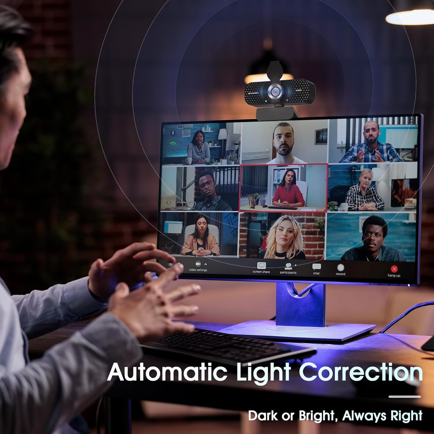 Thumbnail 3 de TRAUSI Full-HD-Webcam (1080p) mit Weitwinkel & Mikrofon – Plug & Play für Laptop, PC und Mac