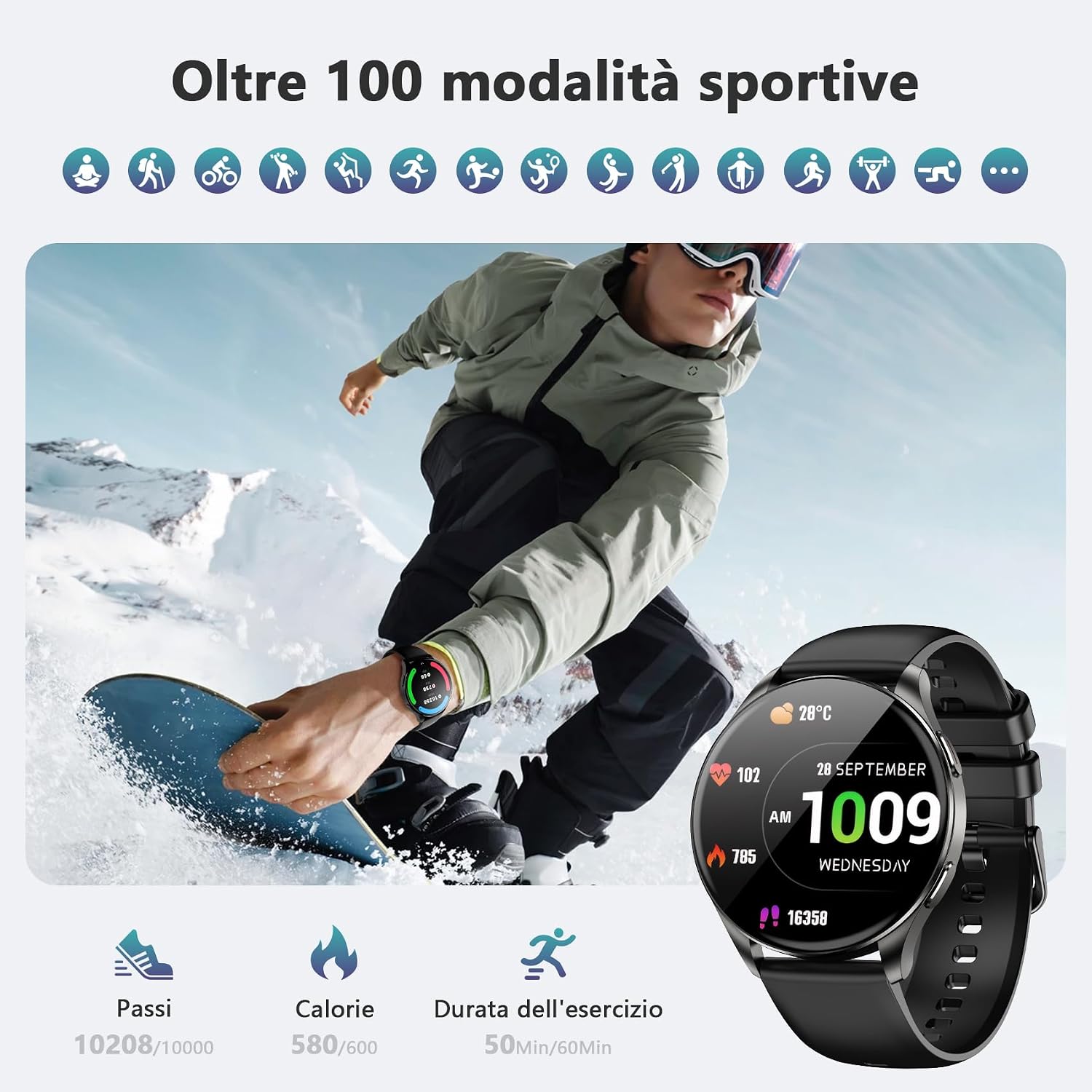 Detalle de Blackview Smartwatch Uomo Donna con schermo AMOLED da 1,43'' – Chiamate Bluetooth, 110+ modalità sport e monitoraggio salute
