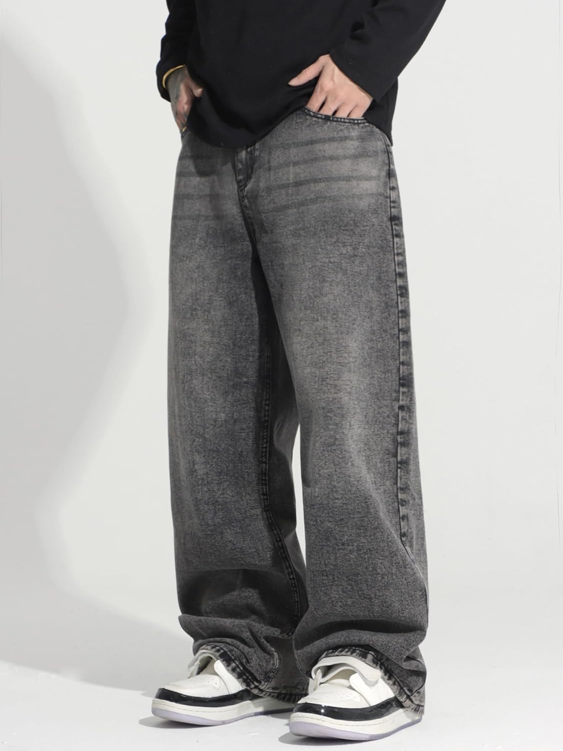 Thumbnail 2 de Zewool Herren Baggy Jeans Y2K – Weit geschnittene Denim-Hosen mit irregularen Nähten