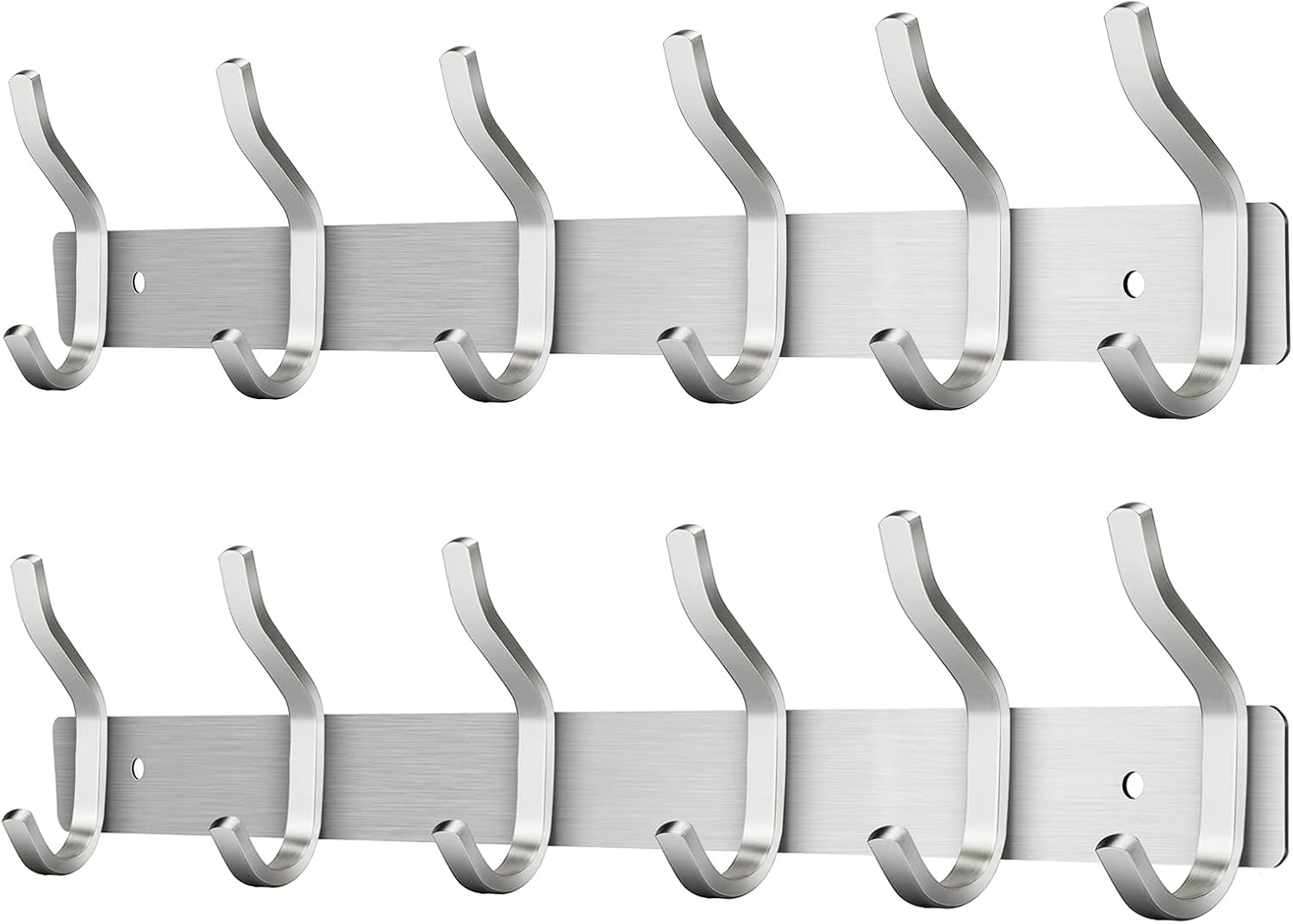 Detalle de MEIJO 1 wandkapstok met 6 dubbele haken, RVS, zilverkleurig, 2 stuks