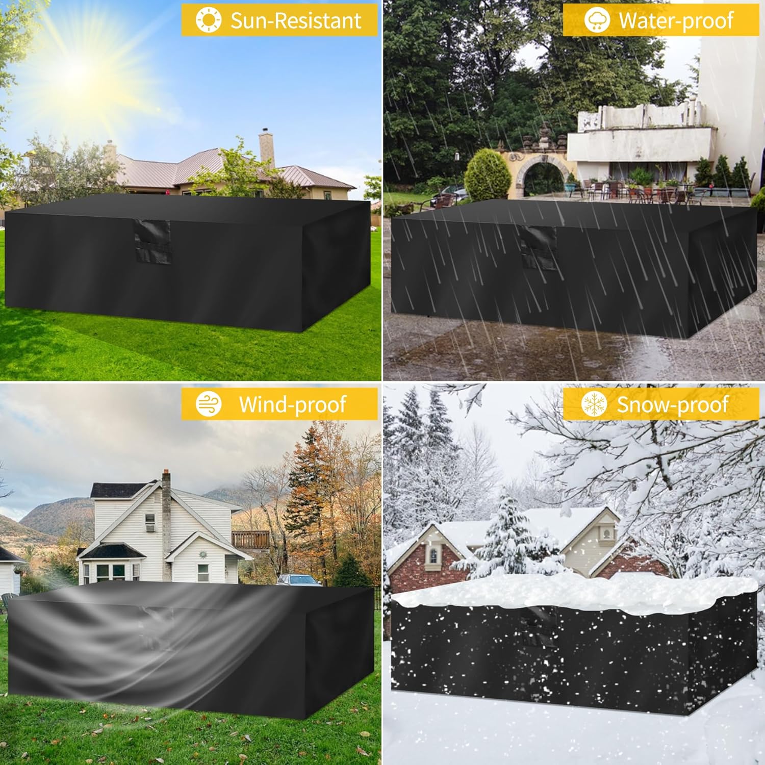 Thumbnail 3 de Heavy Duty Garden Furniture Covers Waterproof 420D Oxford Patio Table Cover (250×250×90cm) with Air Vent