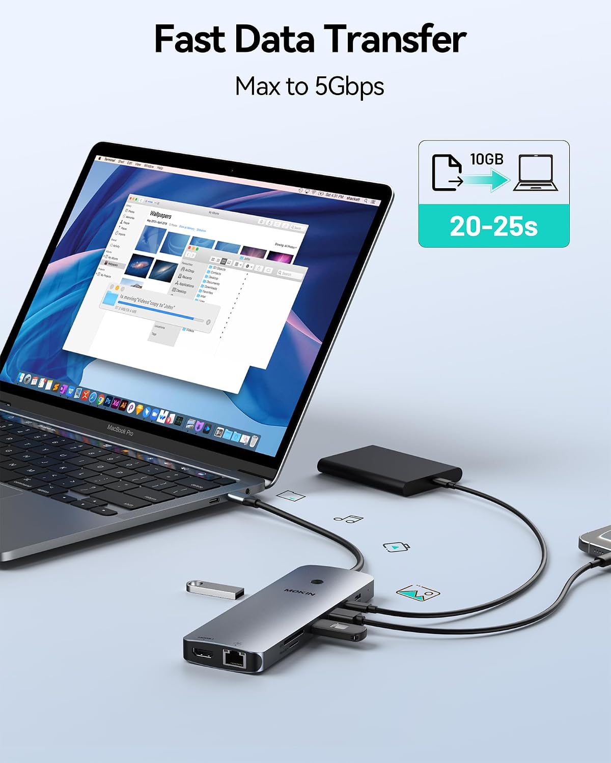 Thumbnail 6 de MOKiN UC0554 14-in-1 Laptop Docking Station with 2 HDMI and 2 DisplayPort