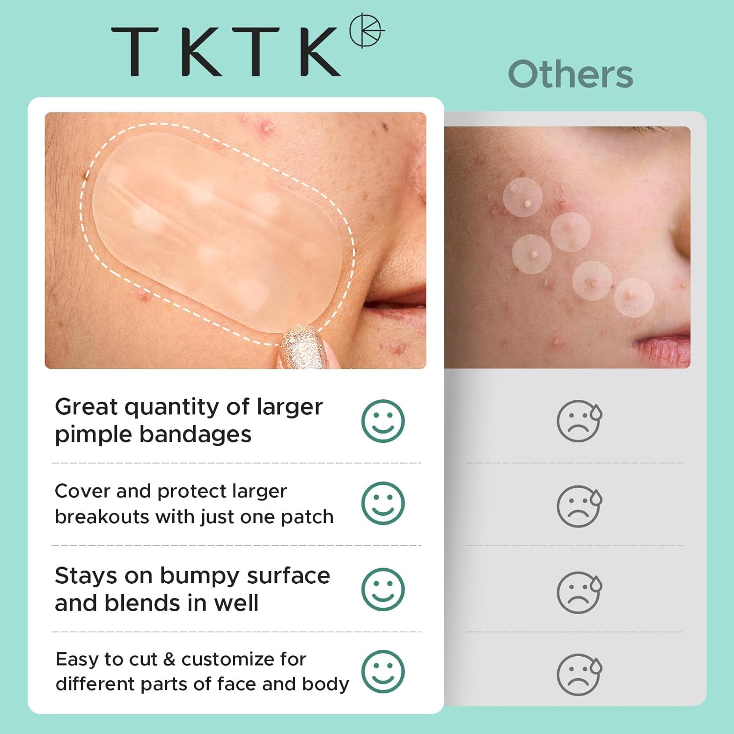 Detalle de TKTK Large Pimple Patches (XL Hydrocolloid) 265 Count for Face & Body Zits
