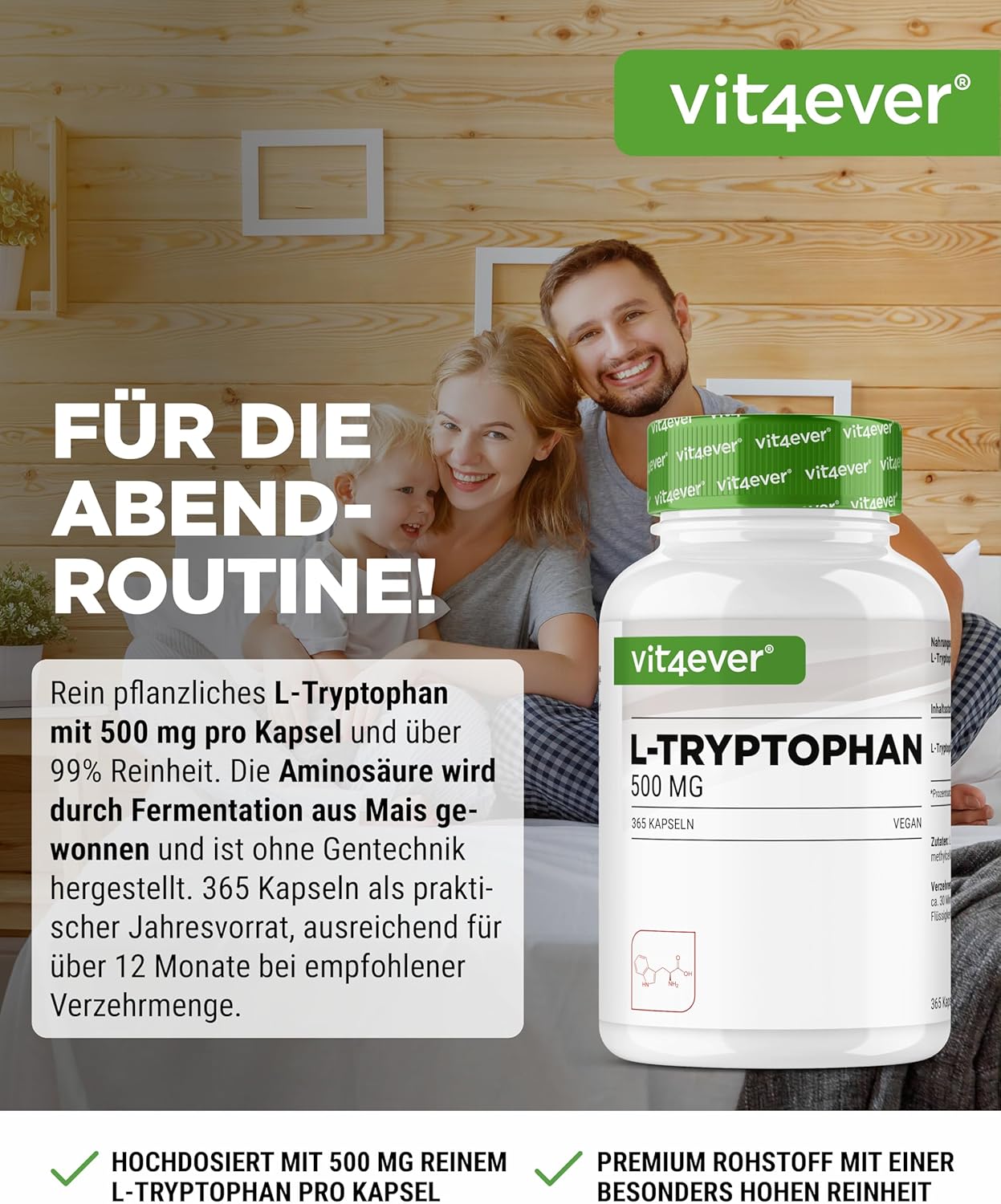 Detalle 2 de L-Tryptophan 500 mg 365 Kapseln