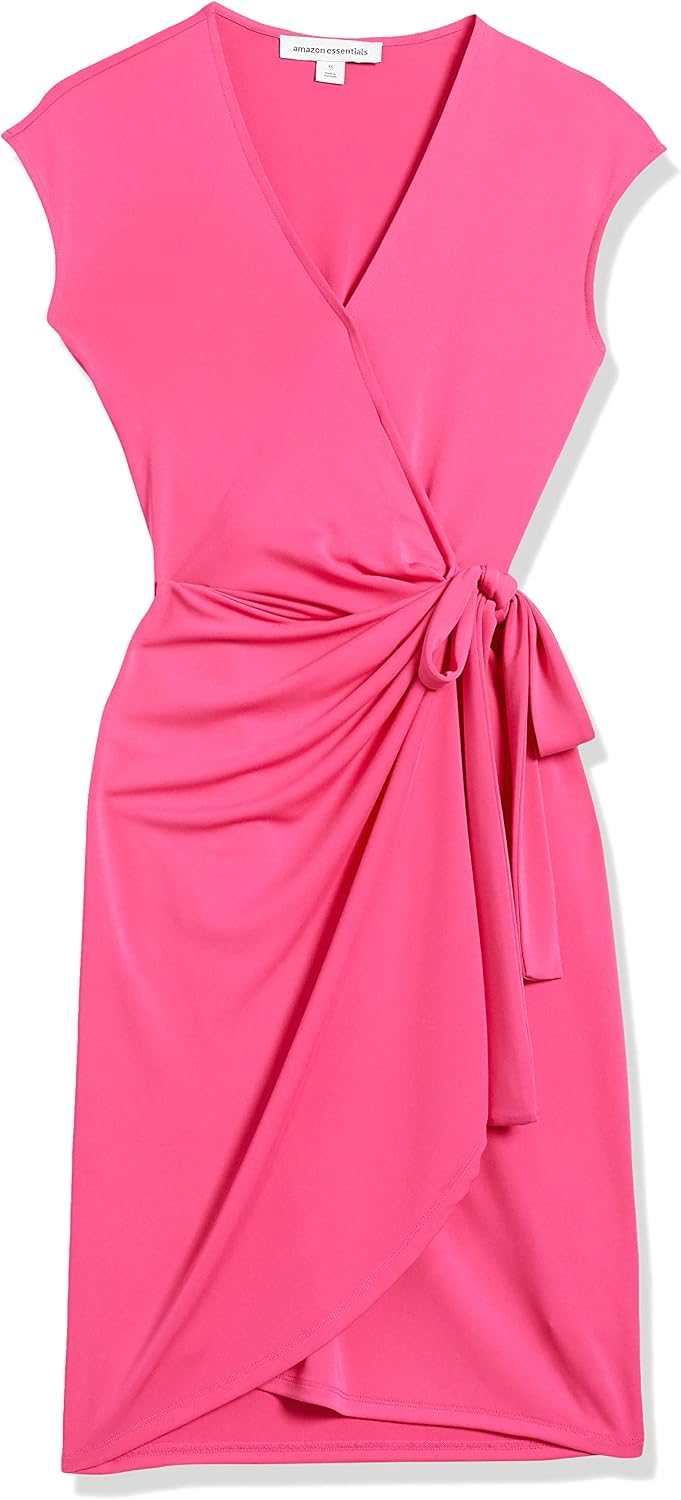 Detalle 2 de Amazon Essentials Damen Wickelkleid mit Flügelärmeln (klassische Passform, erhältlich auch in Übergrößen)