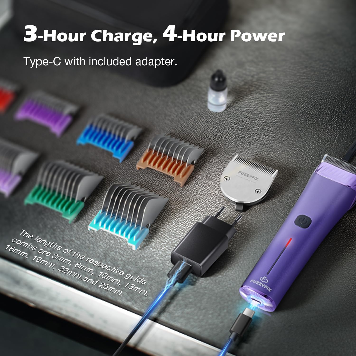 Detalle de FuzzyFix Tondeuse sans fil 5 en 1 pour chiens et chevaux – lames de rechange, USB-C, 2 vitesses