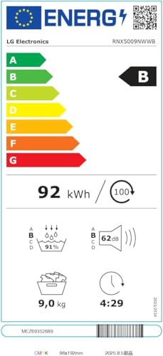 Thumbnail 31 de LG RNX5009NWWB Asciugatrice 9 Kg: AI Dry, Pompa di Calore e Wi-Fi