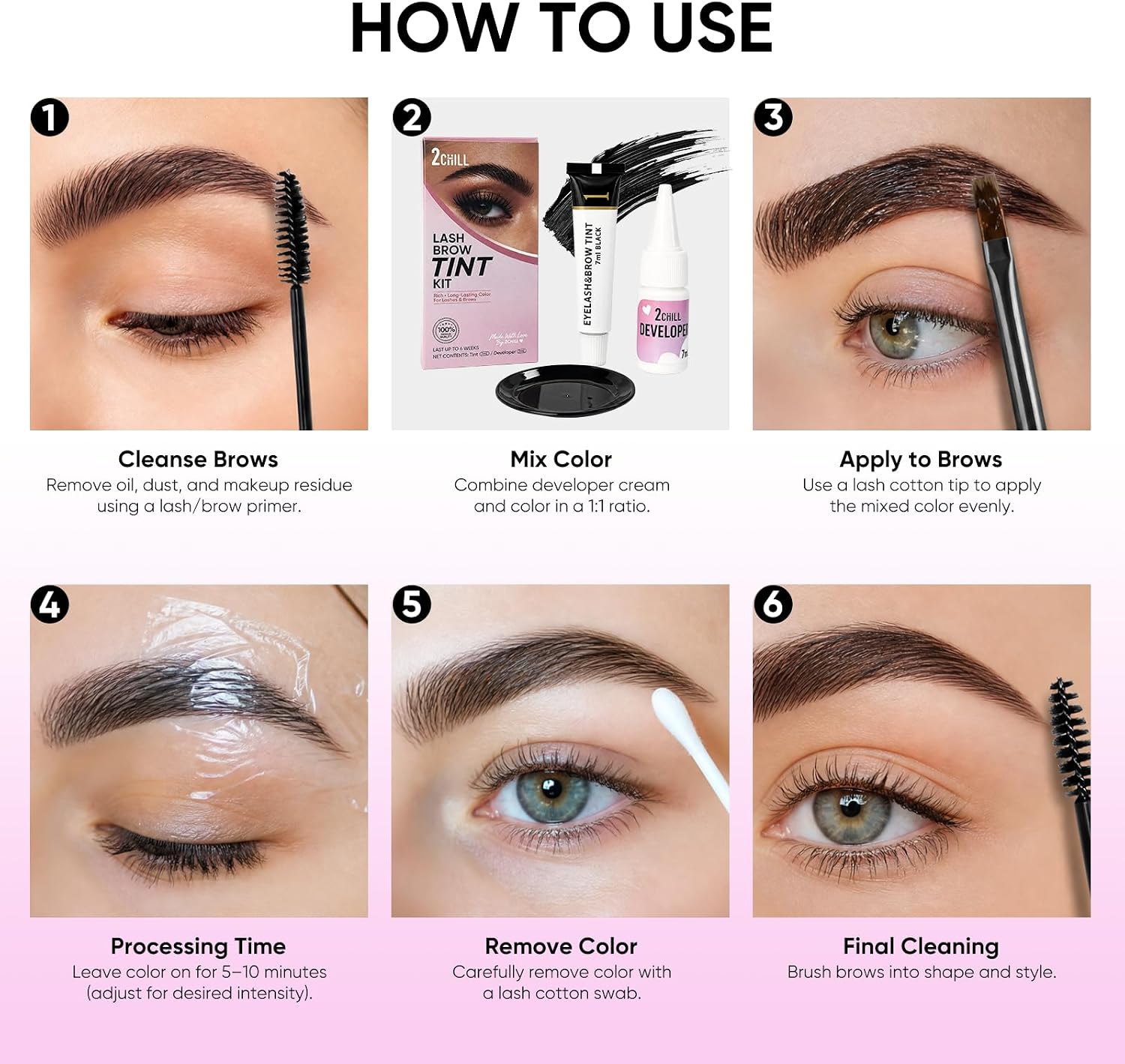 Thumbnail 5 de 2CHILL Eye Brow & Lash Colour Kit, Dark Brown Cream Tint