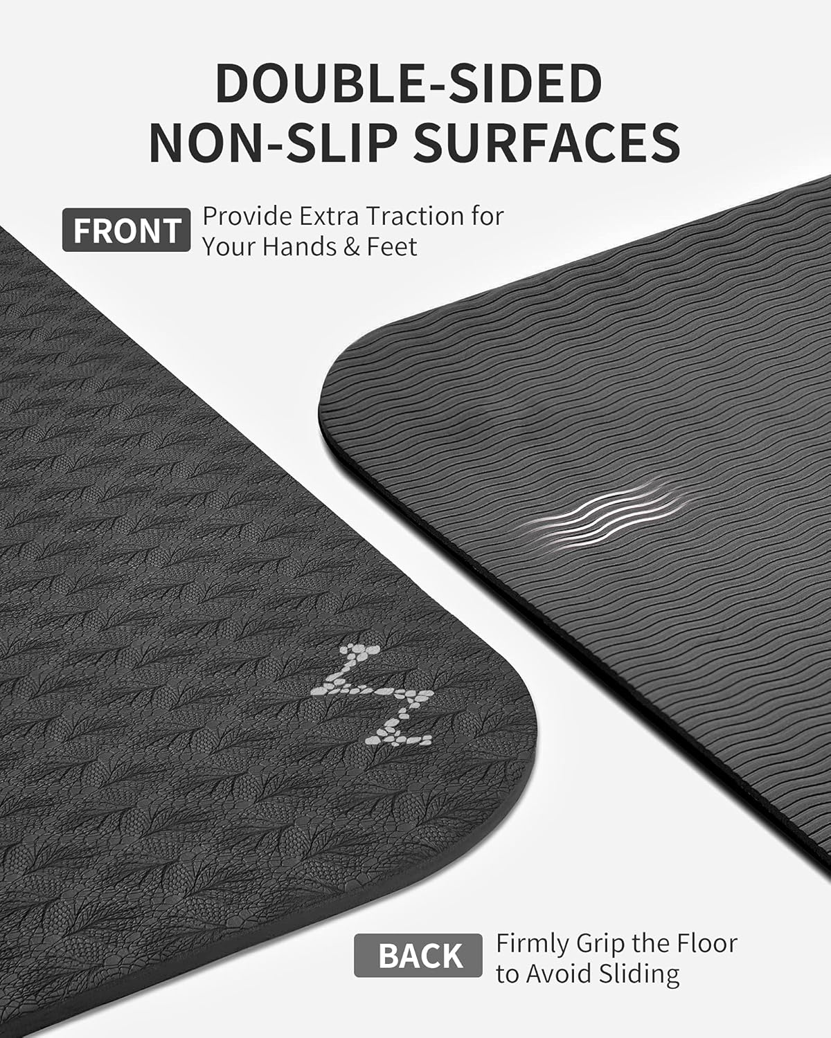 Detalle de CAMBIVO Extra Wide Yoga Mat for Home HIIT and Pilates: 183x81 cm, 6 mm TPE with Dual-Surface Non-Slip Traction