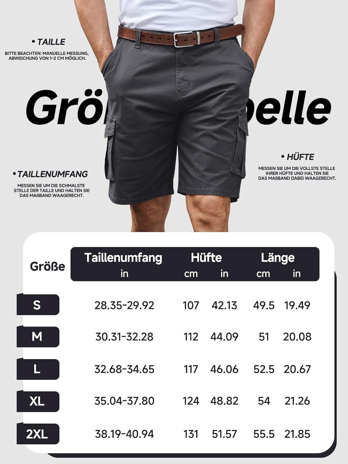 Thumbnail 5 de StylSense Herren Cargo Shorts aus Baumwolle mit 6 Taschen – kurze Cargohose für Sommer & Alltag