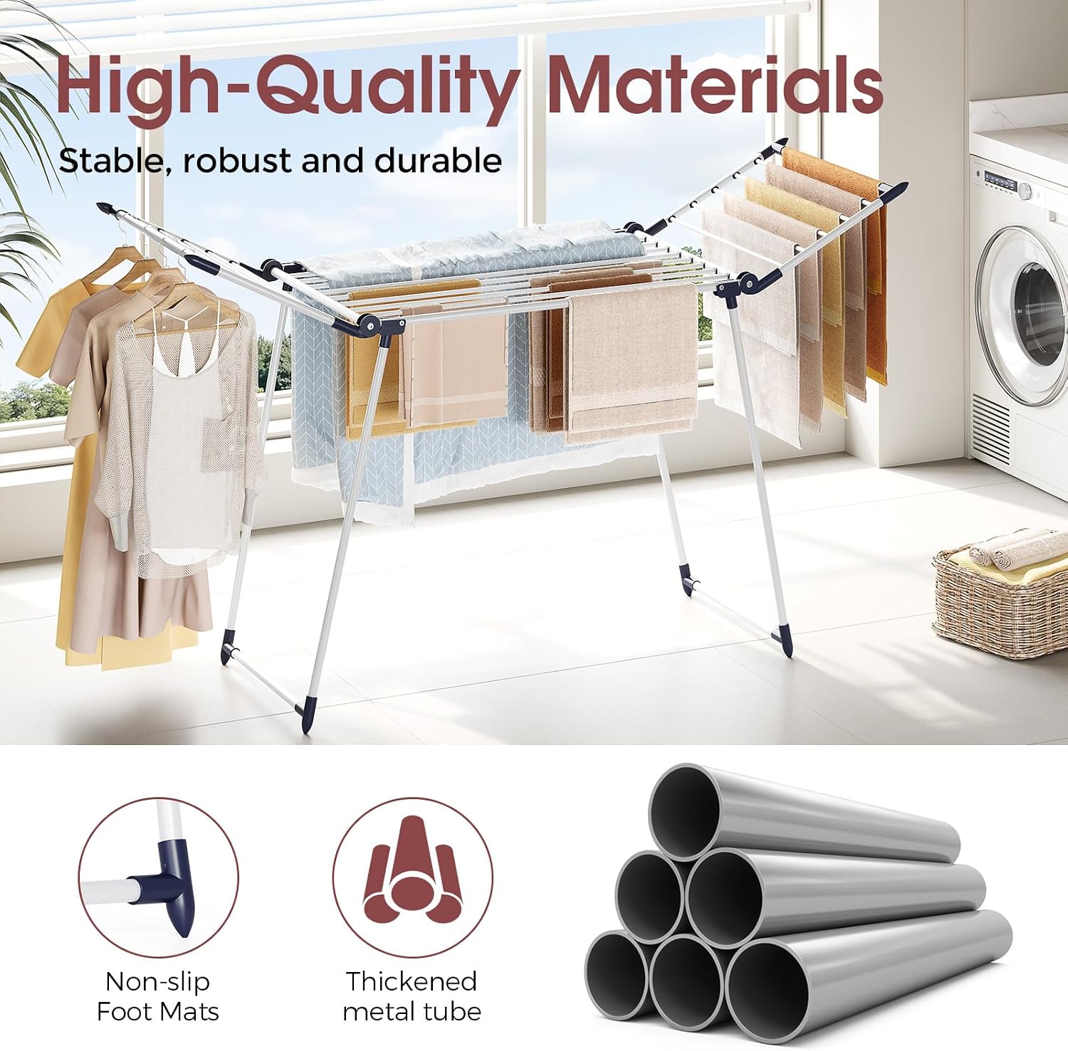 Thumbnail 5 de SYKIARIOL winged clothes airer (foldable drying rack) 175 × 56 × 100cm, white