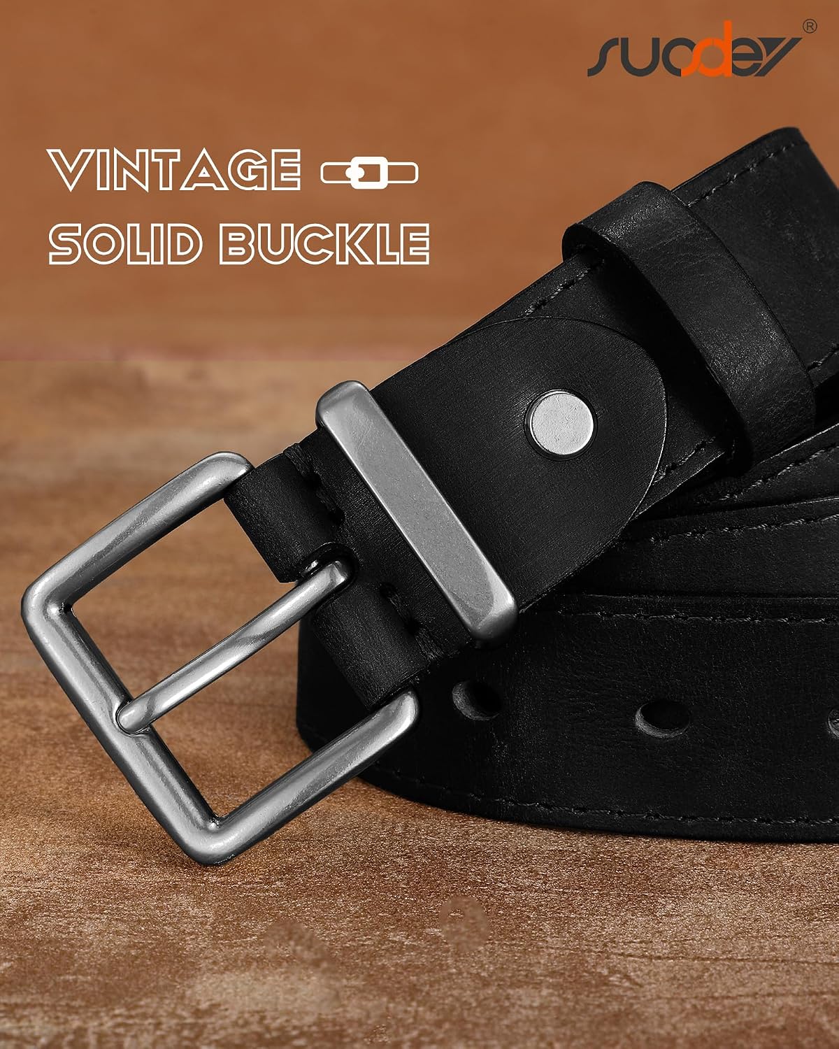 Detalle de SUOSDEY Damen Echtem Ledergürtel 3,3 cm