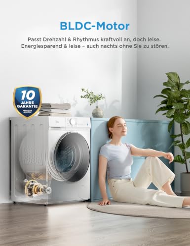 Thumbnail 6 de Midea Waschtrockner MFV3ED80BA10: 8/6 kg, A-10% Energieeffizienz, 15 Min Schnellwäsche