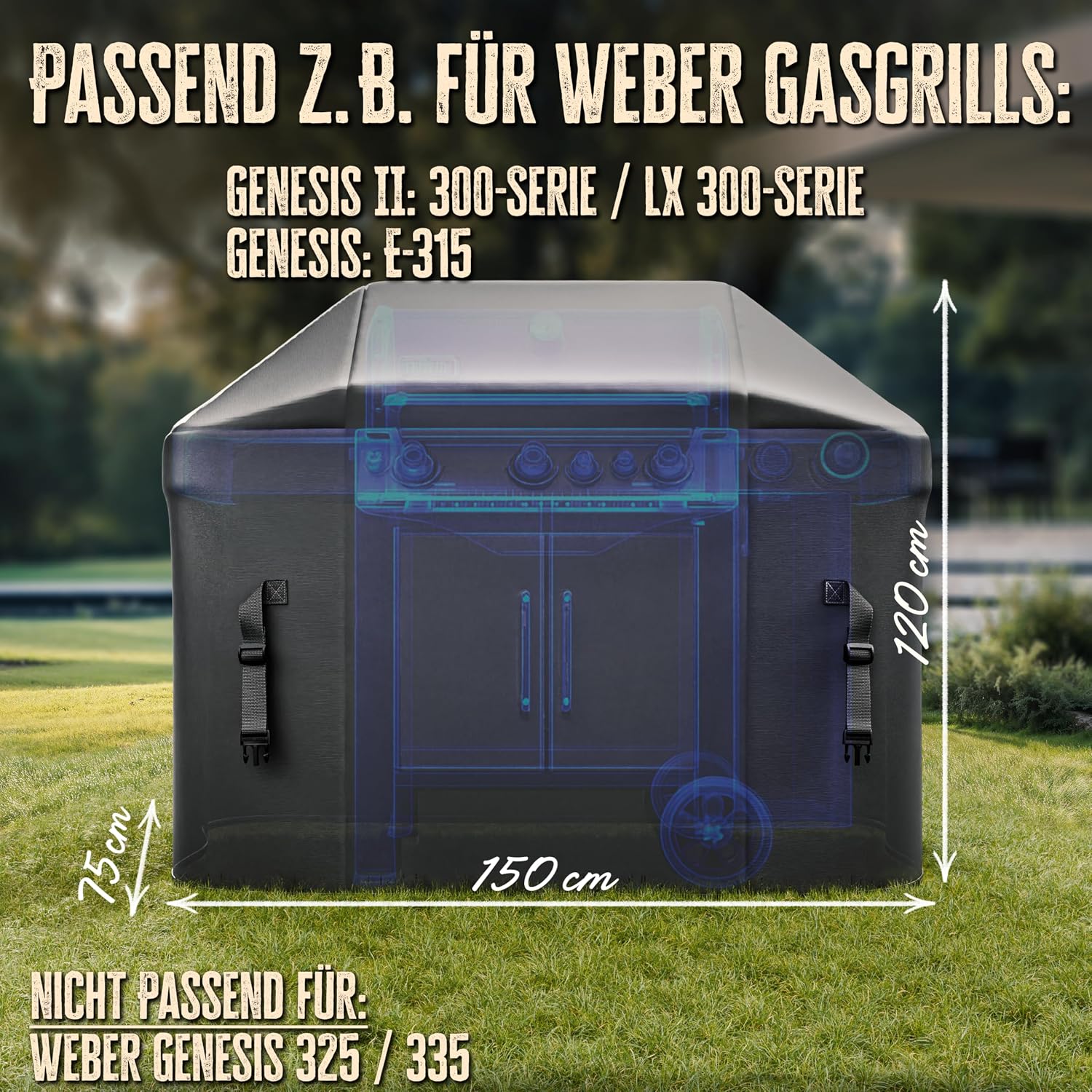 Detalle 2 de AMZBBQ Grillabdeckung 150 x 120 x 75 cm