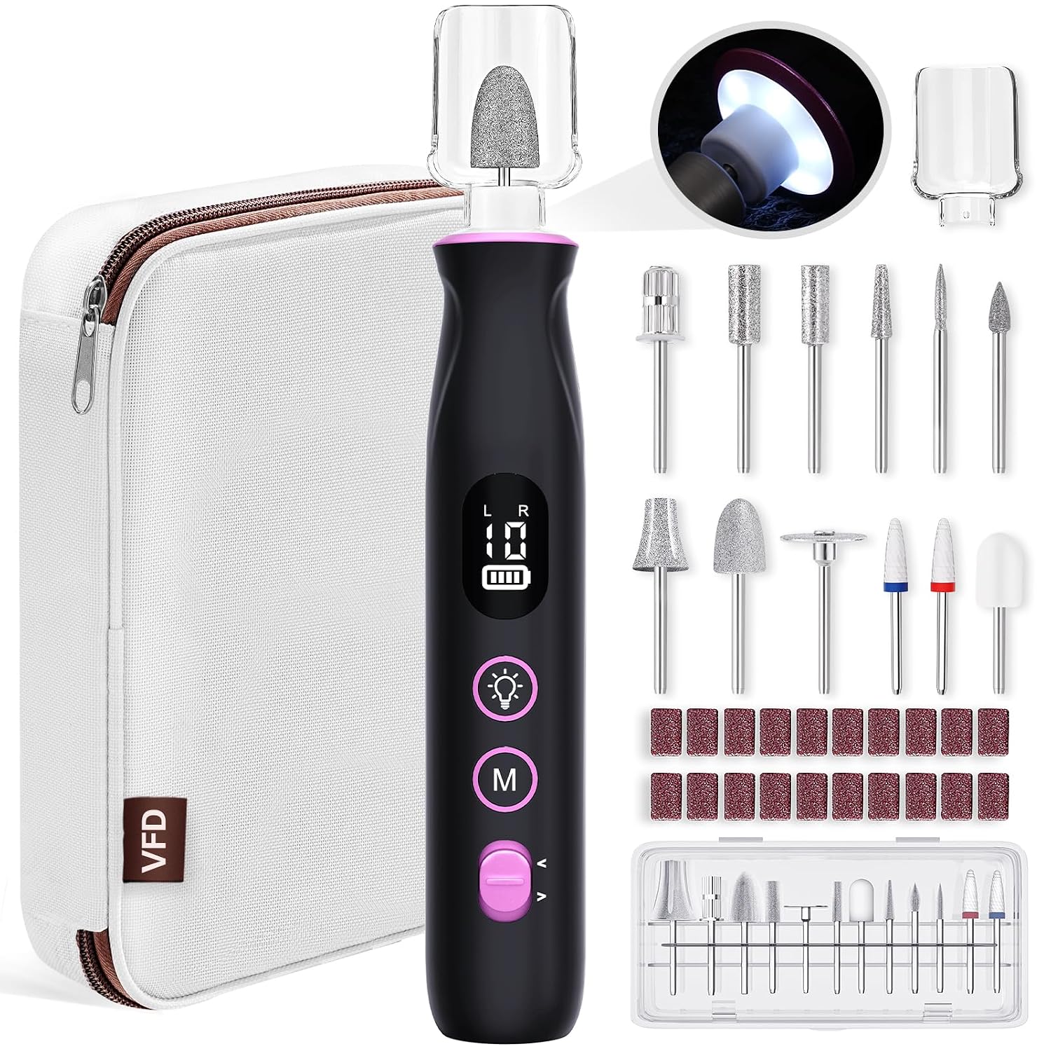 Detalle de VFD AOL05 Cordless Nail Drill, 10 Speeds, 2000 mAh Rechargeable