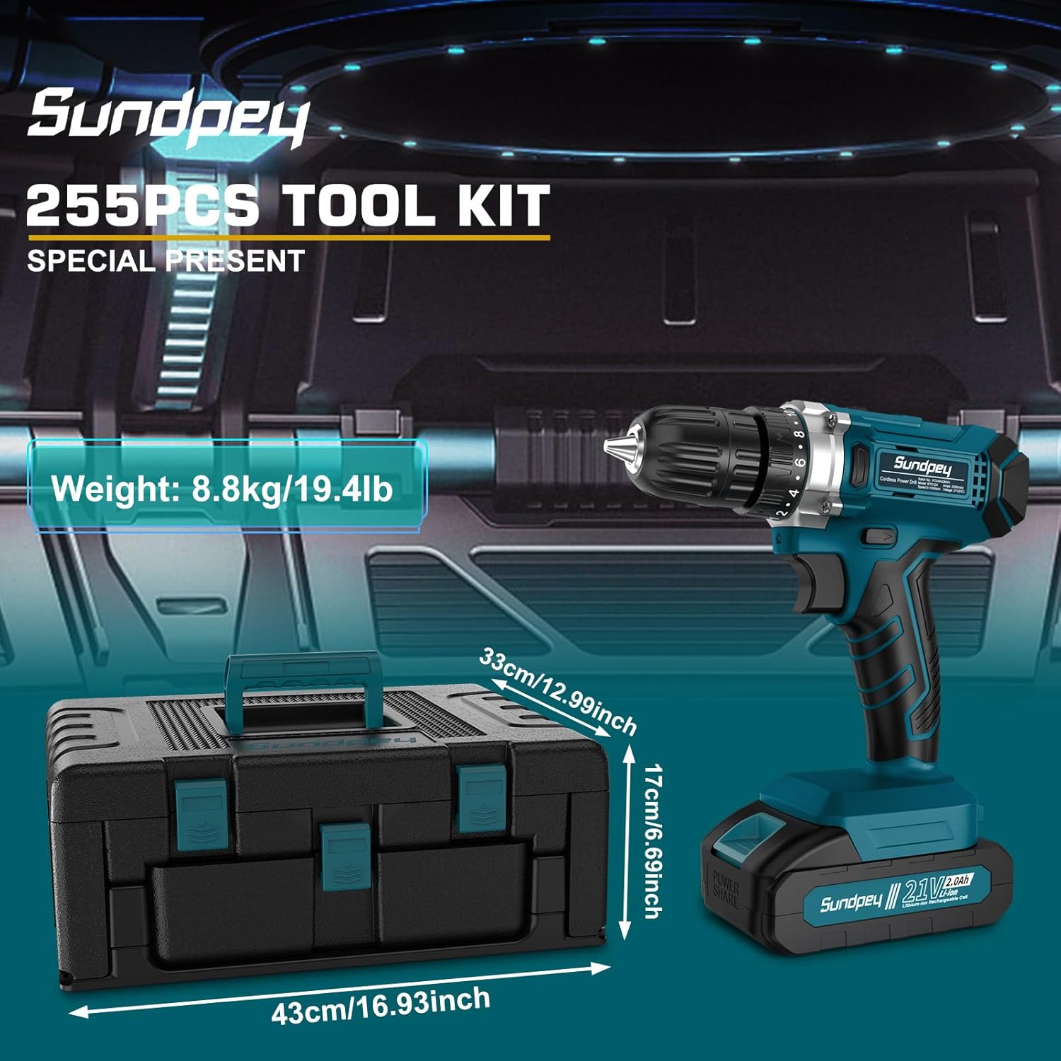 Thumbnail 2 de Sundpey 21V Cordless Drill Kit 255-PC
