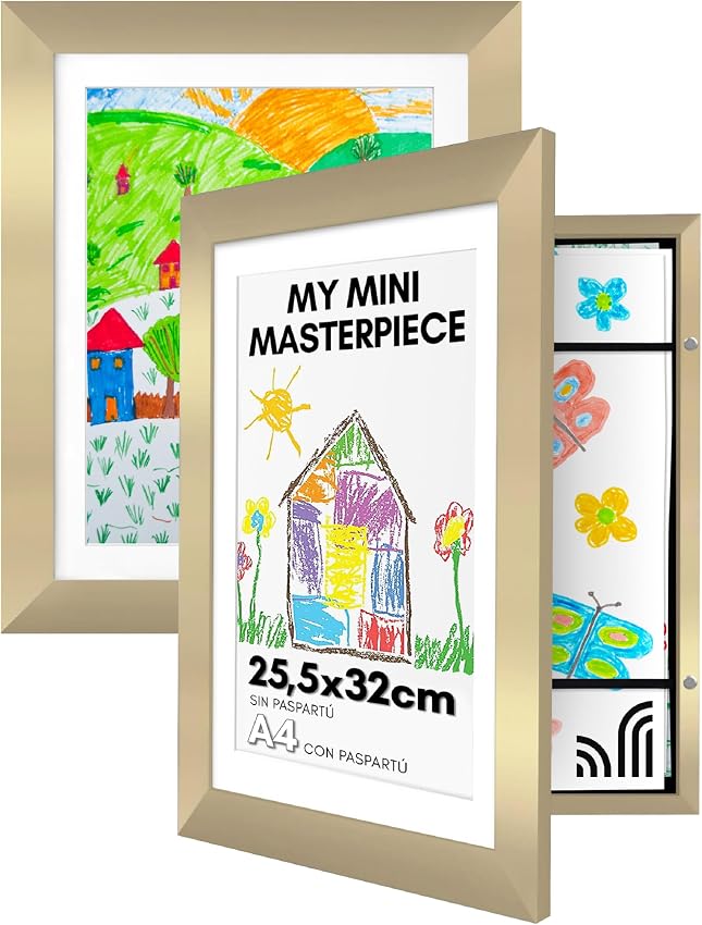 Detalle de Americanflat A4 Marco Dorado para Arte Infantil - Pack 2 🖼