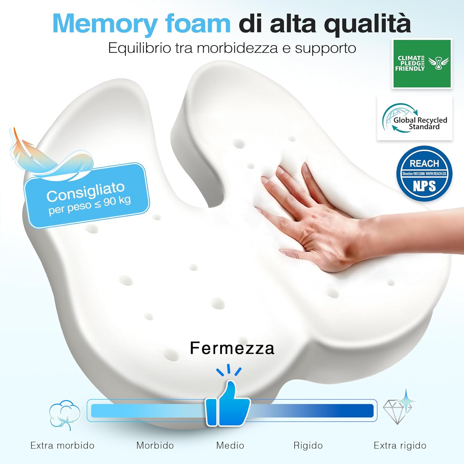 Detalle de POOTACK Cuscino per sedia da ufficio in memory foam con rivestimento traspirante