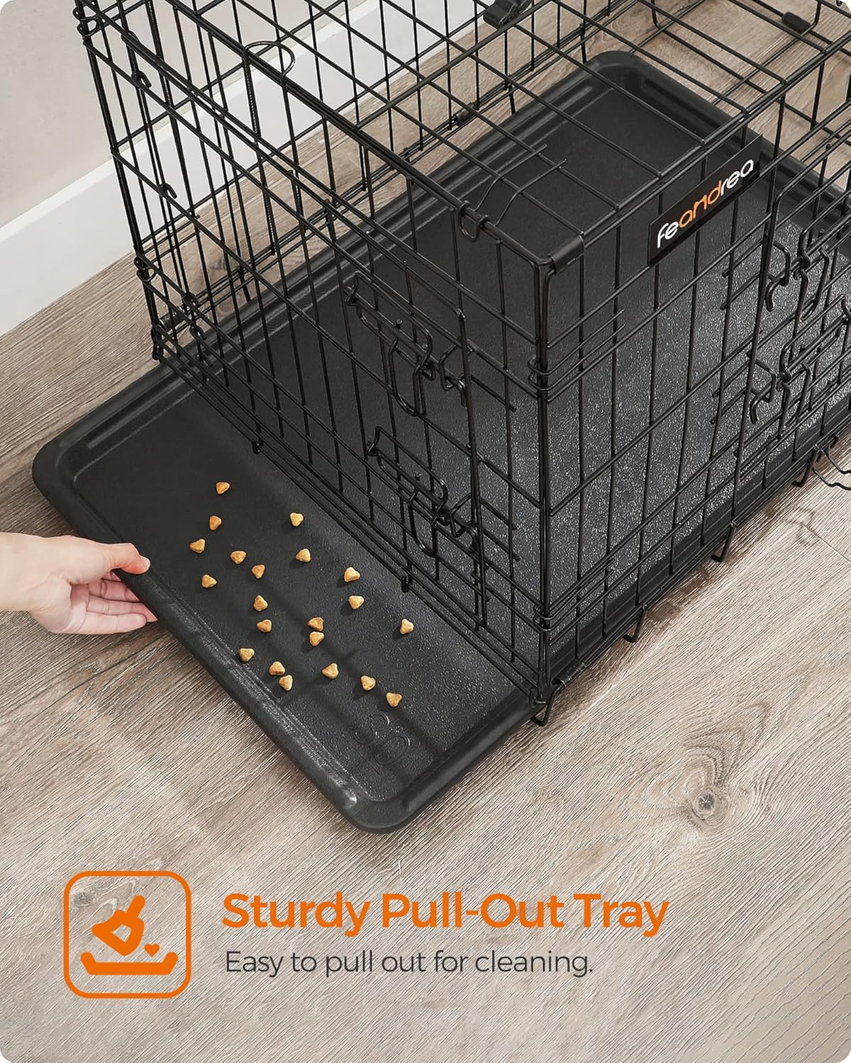 Thumbnail 6 de Feandrea Dog Crate: Foldable, 2-Door Metal Cage with Removable Tray (77.5 x 48.5 x 55.5 cm) – Size M