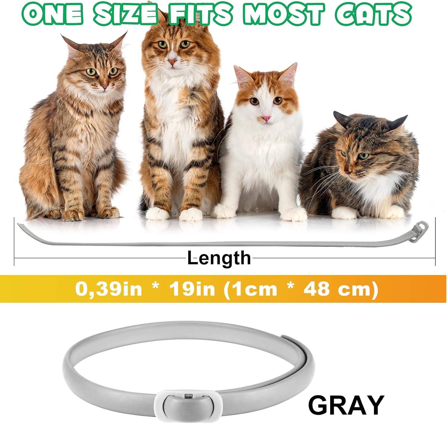 Detalle de Collar for Cats, 4 Pack – Adjustable & Waterproof Grey Collars for Kittens & Adult Cats