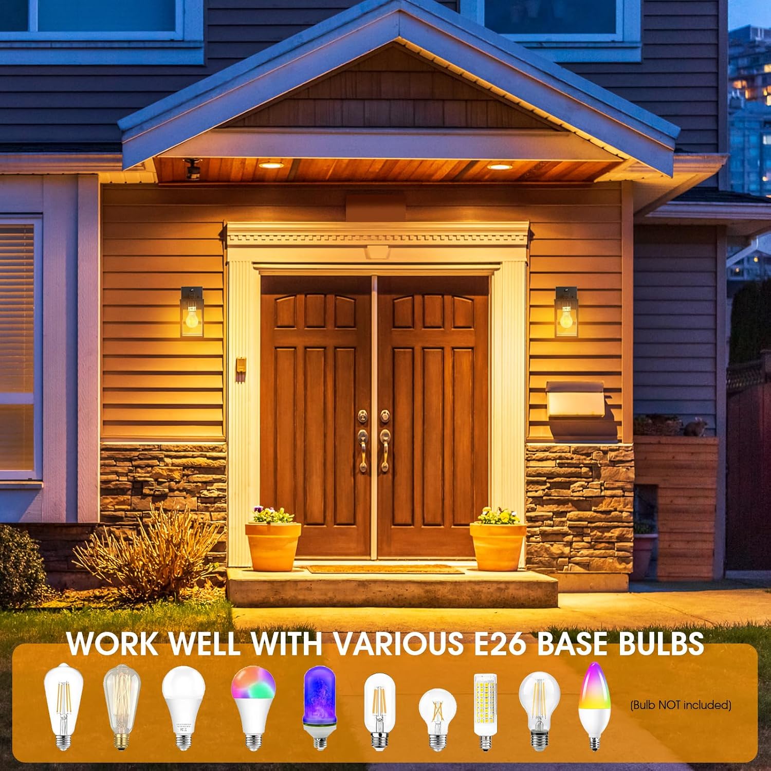 Thumbnail 6 de tjjsllhbe Z019 Outdoor Wall Lights, 2-Pack with Dusk-to-Dawn Sensor