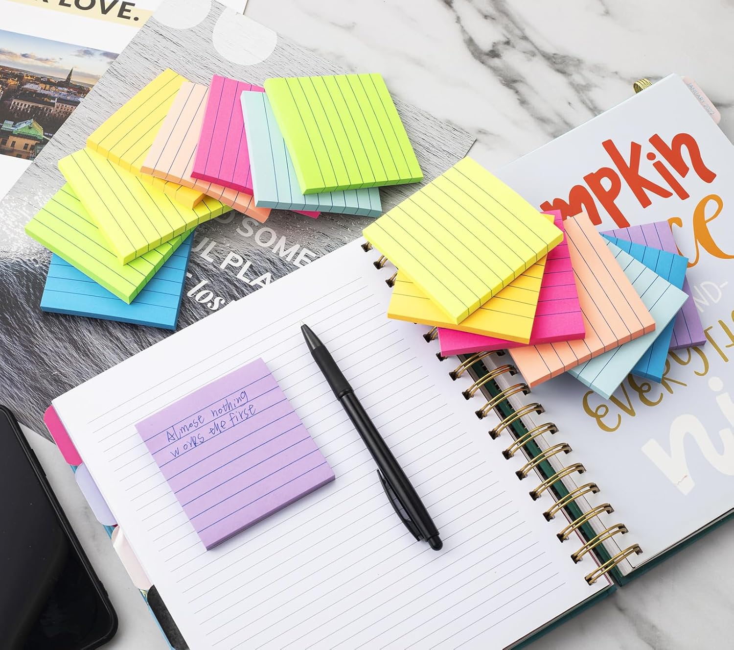 Thumbnail 3 de Wowivy 16 Pack Lined Sticky Notes (3 x 3 in) – 8 bright colours, 880 sheets total