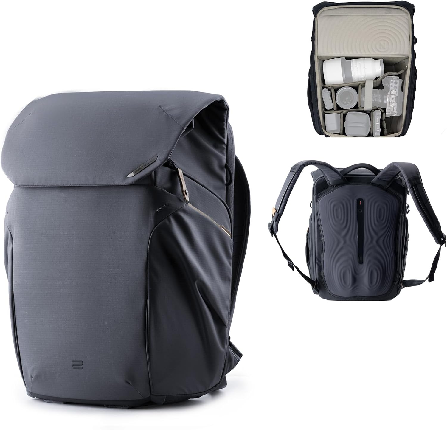 Detalle de PGYTECH OneGo 2 – Sac à dos photo étanche 20L avec compartiment ordinateur/iPad, accès 180° et portage ergonomique