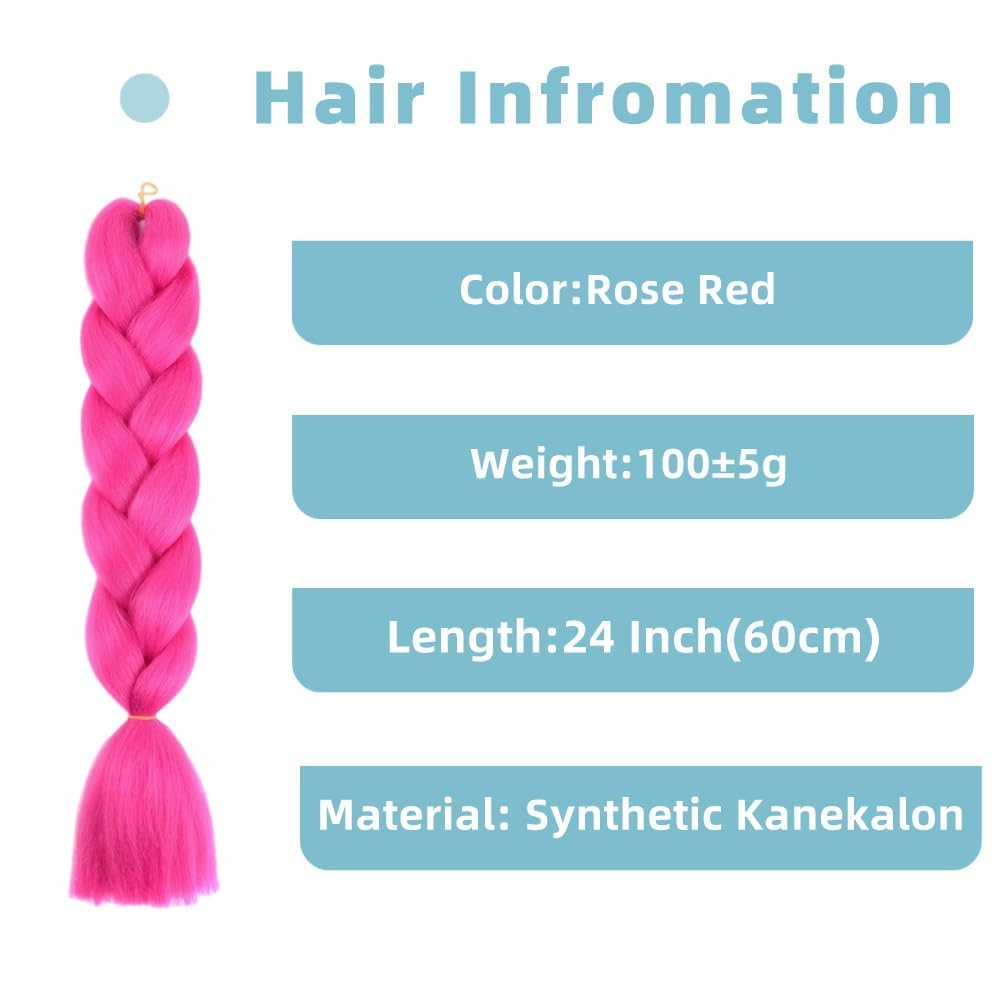 Detalle 2 de Kunsthaar zum Einflechten 24 Zoll Rosarot