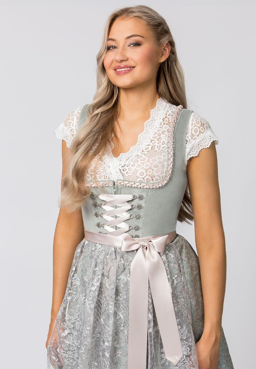 Detalle de Wiesnwuid Dirndl Loredana Robe, Sauge, 40 Femmes