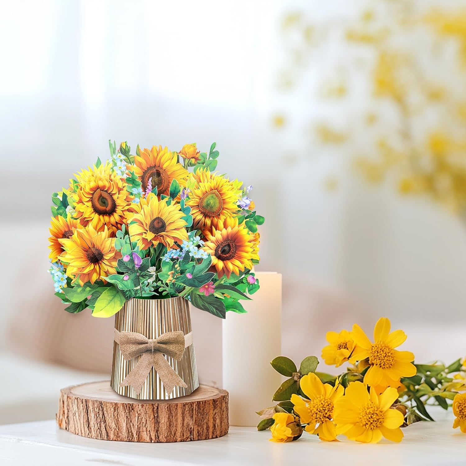 Detalle de Sunflower Big Pop Up Card – 13-Inch Paper Flower Bouquet