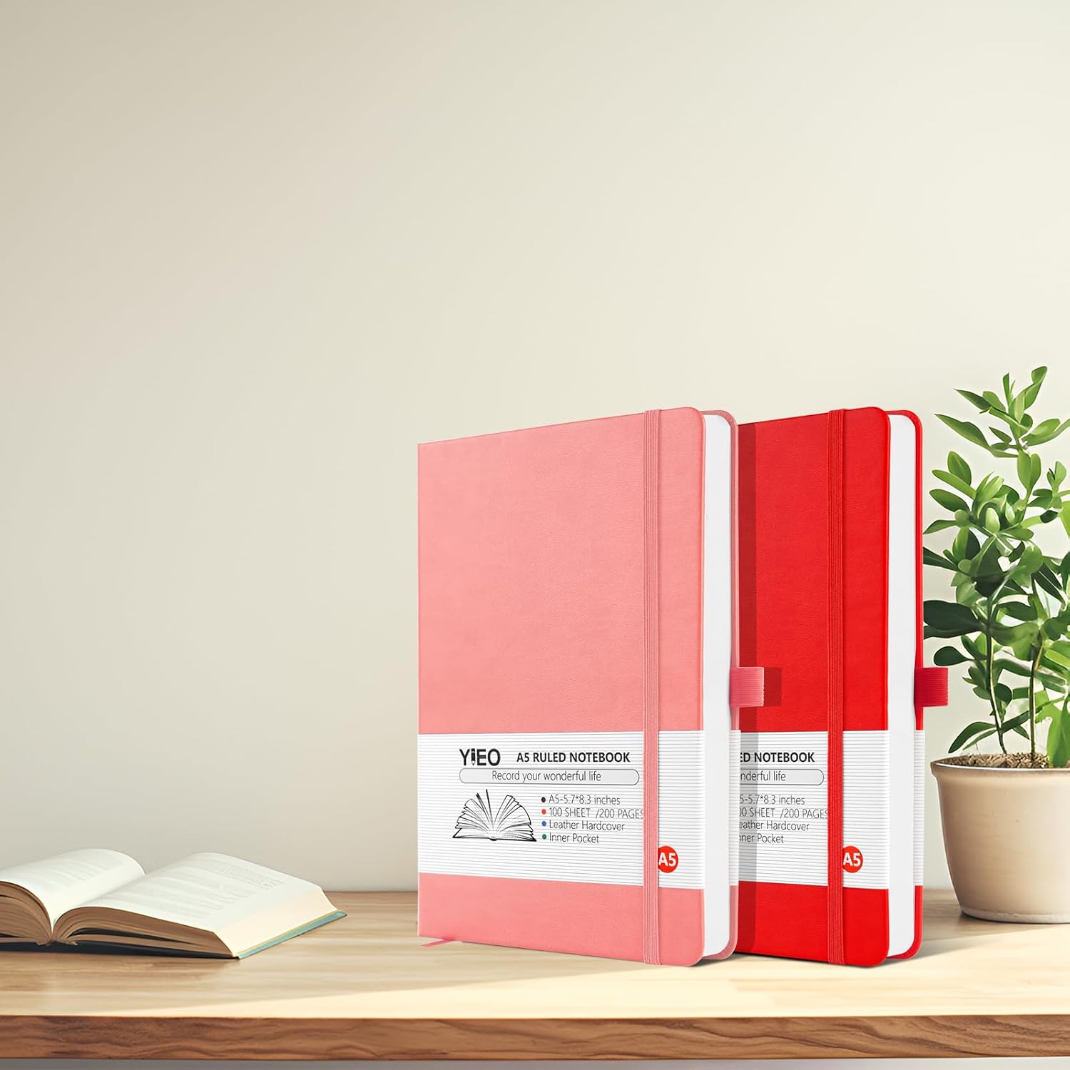 Thumbnail 6 de YIEO A5 lined notebook, 2 pack 396 pages