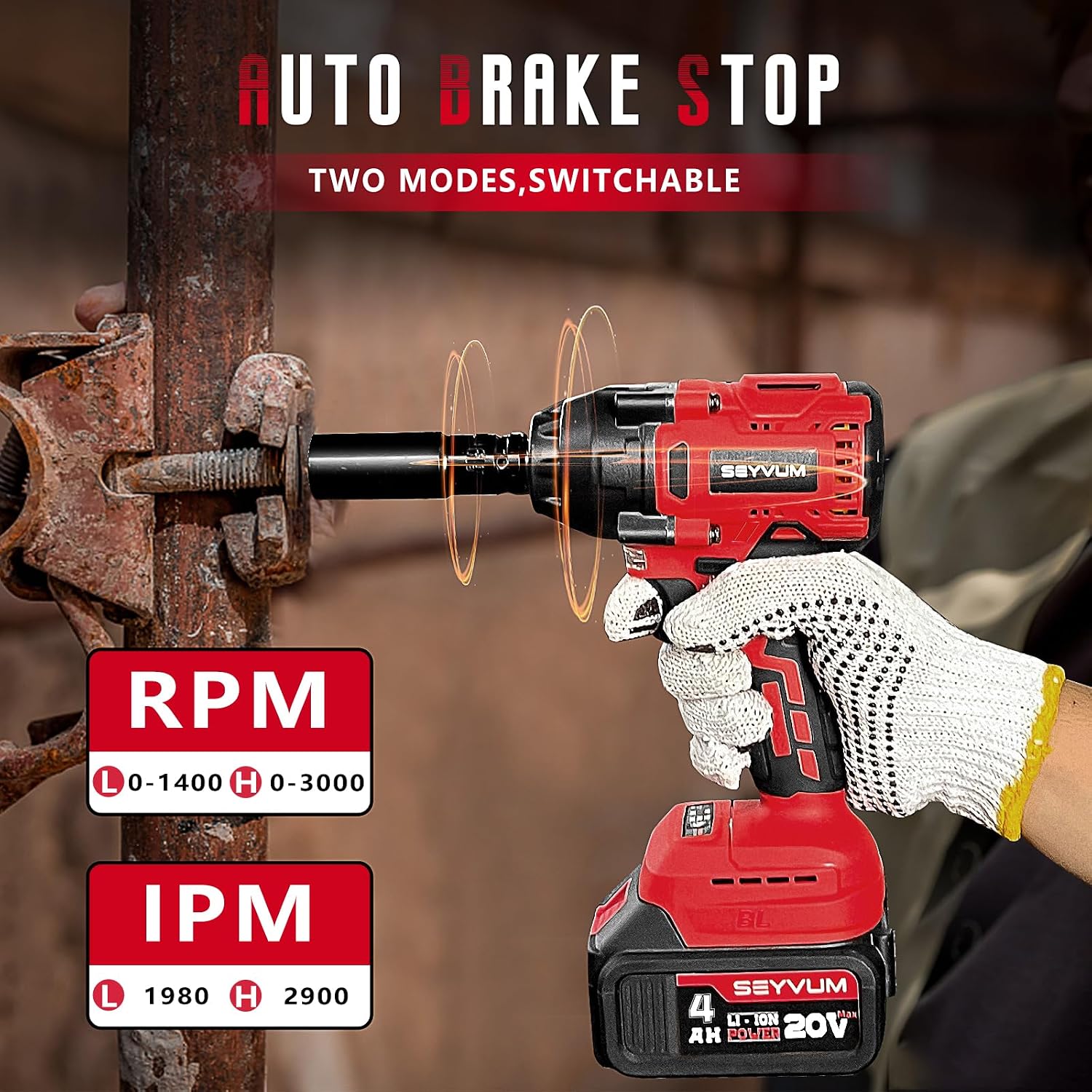 Thumbnail 3 de SEYVUM Impact Wrench 320 Ft-lbs, 20V Brushless