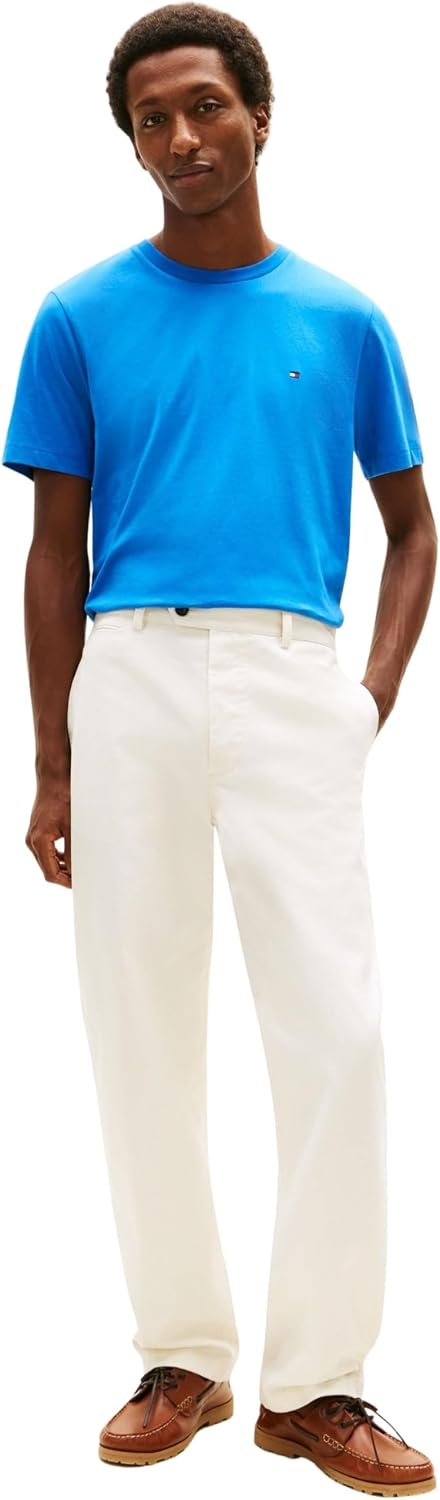 Detalle de Tommy Hilfiger ESS Seasonal REG FIT SOLID Tee – Basic-T-Shirt mit Flag-Gestaltung