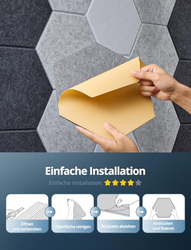 Thumbnail 7 de Kuchoow Acoustic Panels Hexagon Akustikplatten Selbstklebend – Wandgestaltung + Raumakustik
