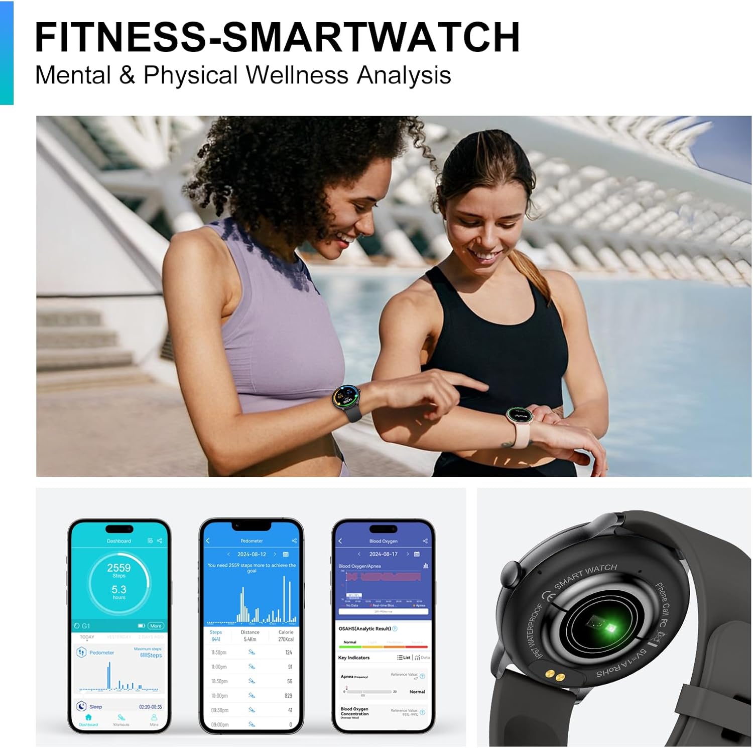 Detalle de Smart Watch with 1.43" AMOLED Display — Call, Fitness Tracking and IP68 Waterproof
